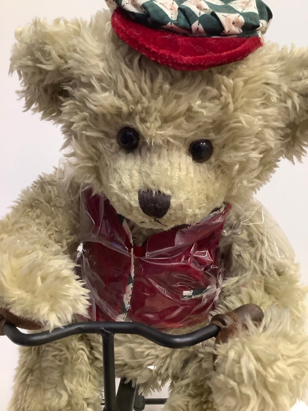 Handmade Teddy Bear on a Bicycle