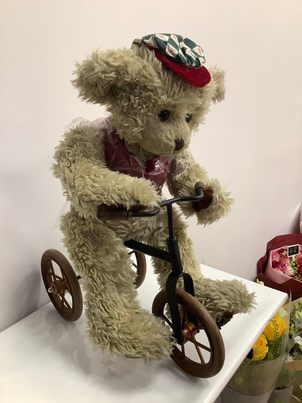 Handmade Teddy Bear on a Bicycle - Image 3